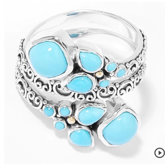 Samuel B. Collection Sterling Silver and 18K Gold Gemstone Bypass Ring - Picture 1 of 3